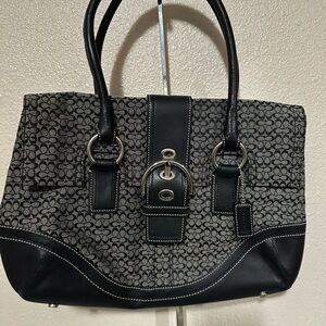 Coach Black and Gray Signature Shoulder Bag